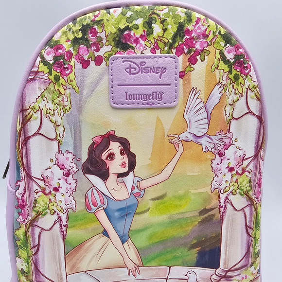 Loungefly Disney Snow White Wishing Well Floral Portrait Pink Mini Backpack Bag - Picture 6 of 8